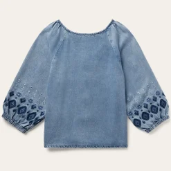 Stetson Lyocell Denim Snap Front Blouse Blue Best