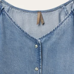 Stetson Lyocell Denim Snap Front Blouse Blue Best