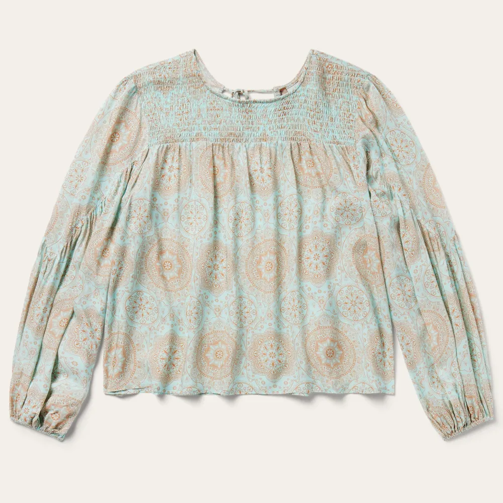 Stetson Mandala Print Peasant Blouse Blue Best