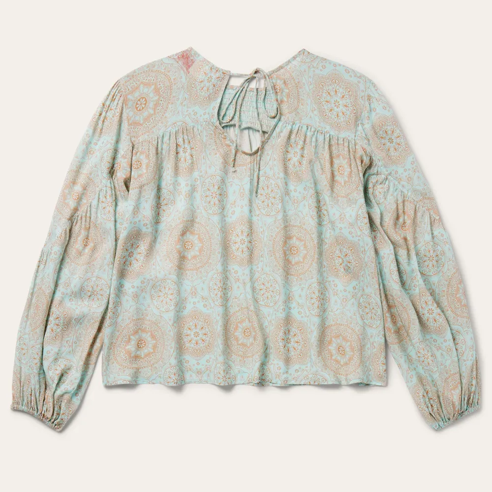 Stetson Mandala Print Peasant Blouse Blue Best