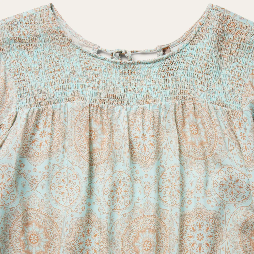Stetson Mandala Print Peasant Blouse Blue Best