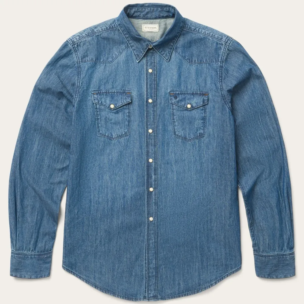 Stetson Medium Denim Shirt Blue Online