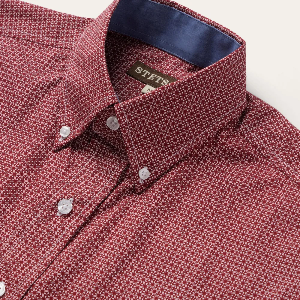 Stetson Micro Print Button-Front Shirt Red Hot