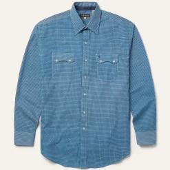 Stetson Micro Print Western Shirt Blue