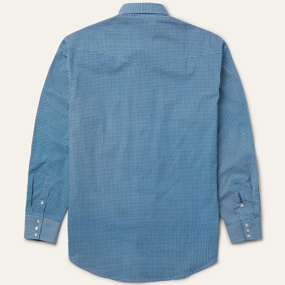 Stetson Micro Print Western Shirt Blue
