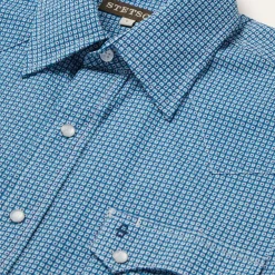 Stetson Micro Print Western Shirt Blue