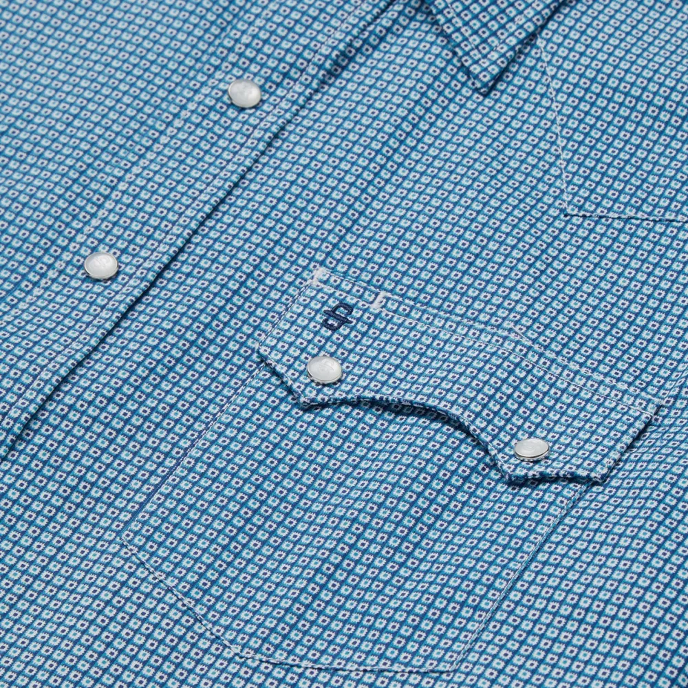 Stetson Micro Print Western Shirt Blue