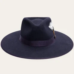 Stetson Midtown Wide Flat Brim Hat Navy New