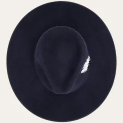 Stetson Midtown Wide Flat Brim Hat Navy New