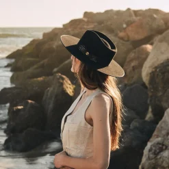 Stetson Midtown Wide Flat Brim Hat Black Clearance