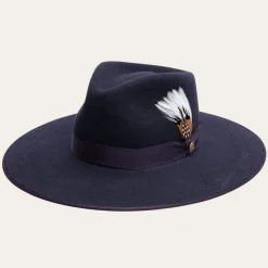 Stetson Midtown Wide Flat Brim Hat Navy Online