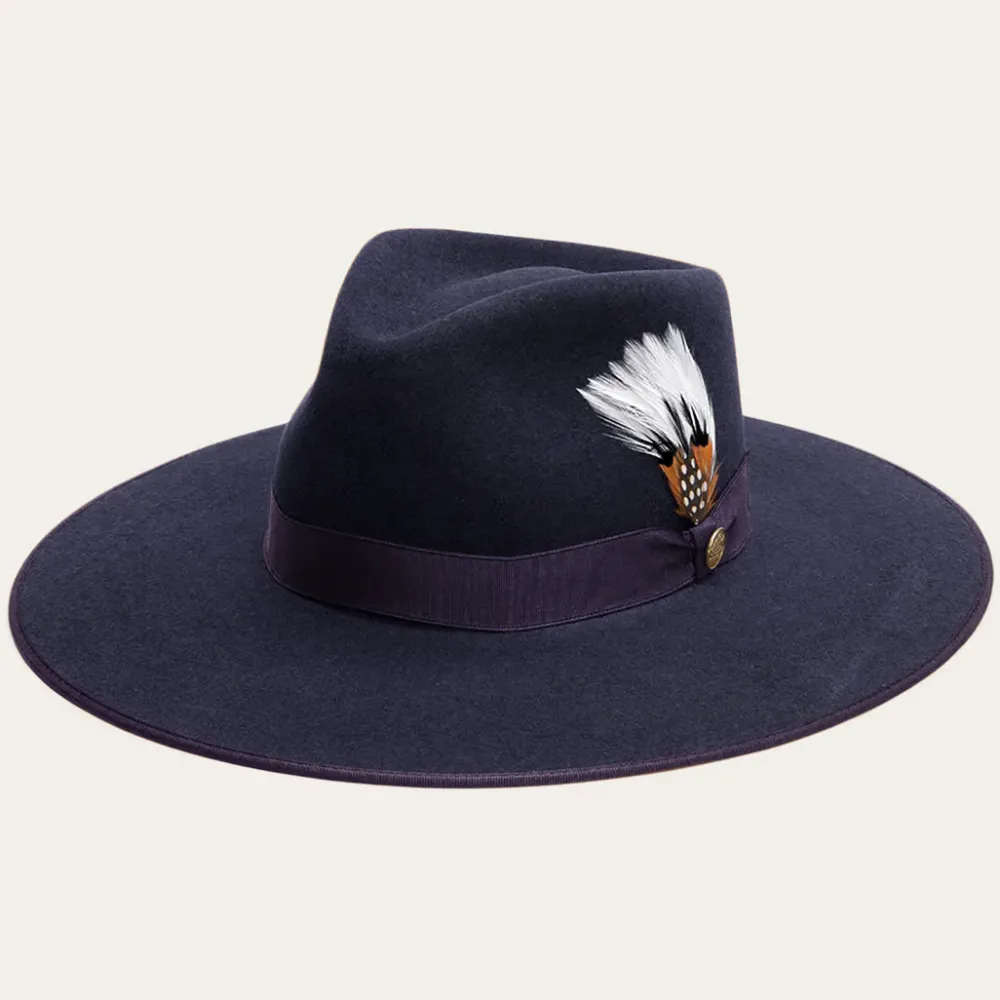 Stetson Midtown Wide Flat Brim Hat Navy Online