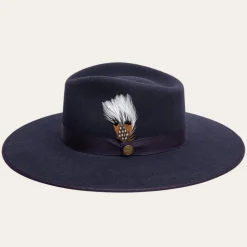 Stetson Midtown Wide Flat Brim Hat Navy Online