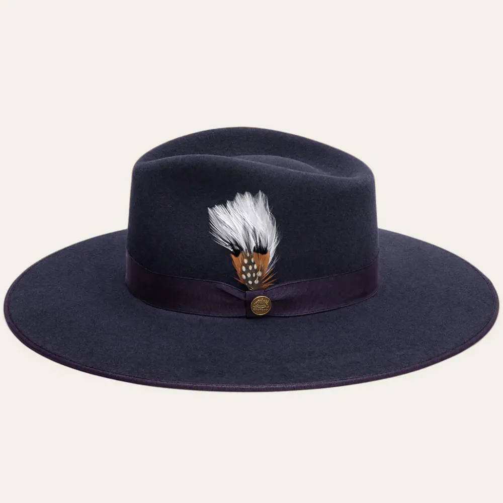 Stetson Midtown Wide Flat Brim Hat Navy Online