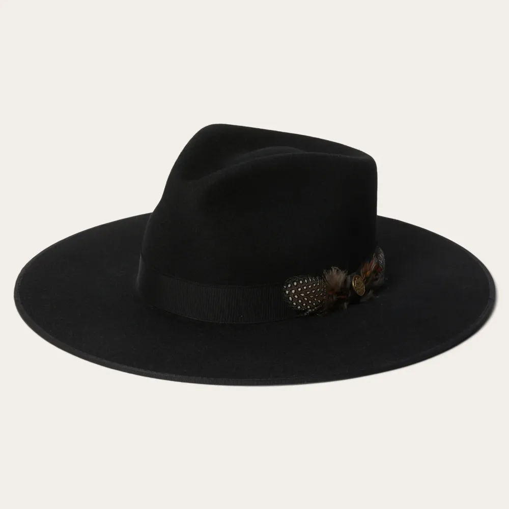Stetson Midtown Wide Flat Brim Hat Black Clearance