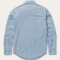 Stetson Modern Snap Front Shirt in Mini Check Blue Online
