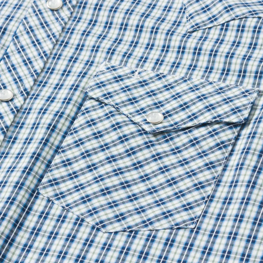 Stetson Modern Snap Front Shirt in Mini Check Blue Online