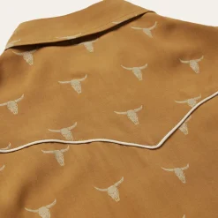Stetson Mojave Longhorn Print Snap Western Shirt Brown Best