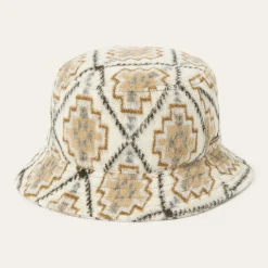 Stetson Navajo Jersey Bucket Hat Off White / Beige New