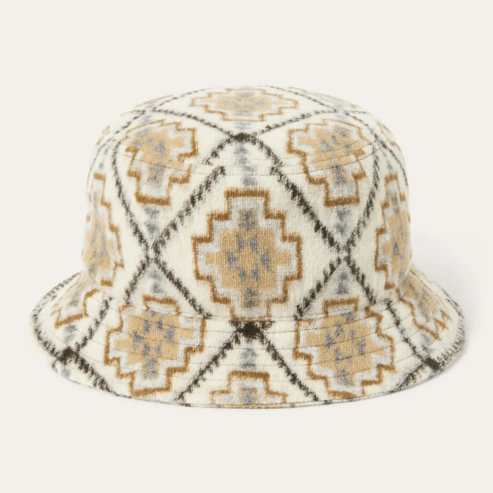 Stetson Navajo Jersey Bucket Hat Off White / Beige New