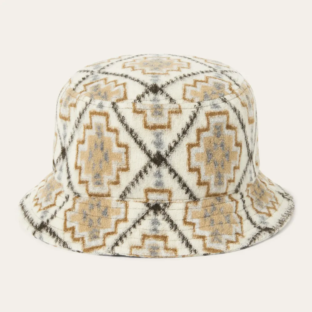 Stetson Navajo Jersey Bucket Hat Off White / Beige New