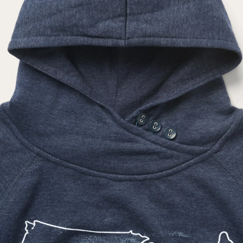 Stetson Navy Heather Fleece Knit Hooded Sweatshirt Blue Hot