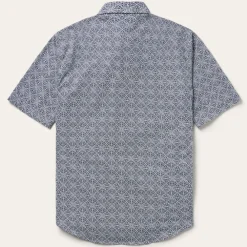 Stetson Navy Print Short Sleeve Western Shirt Blue Discount