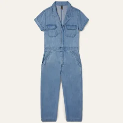 Stetson Notch Collar Jumpsuit Blue Discount