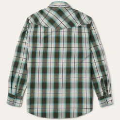 Stetson Olive Ombre Plaid Western Shirt Green