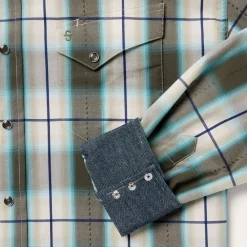 Stetson Olive Ombre Plaid Western Shirt Green Outlet