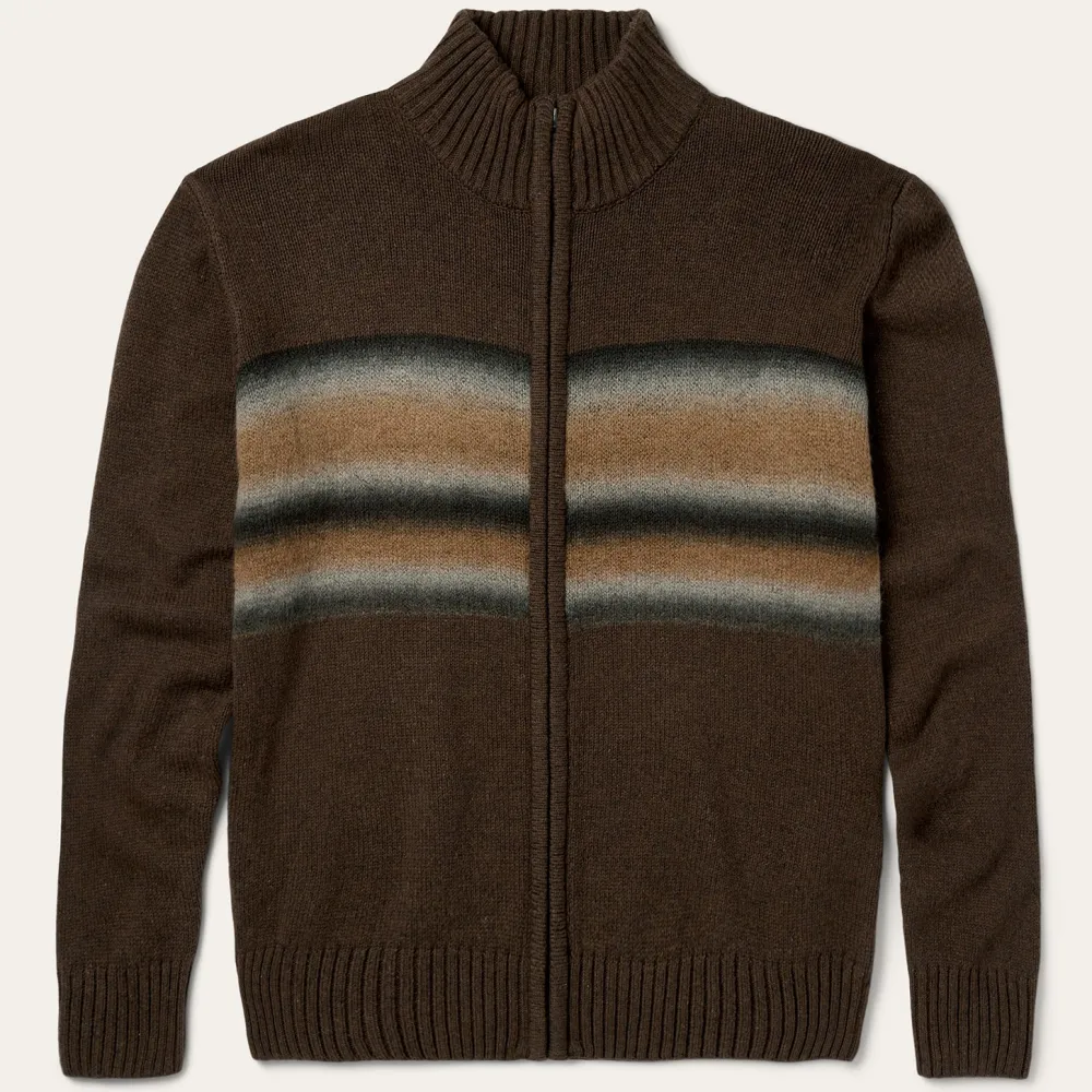 Stetson Ombre Border Stripe Cardigan Brown Discount