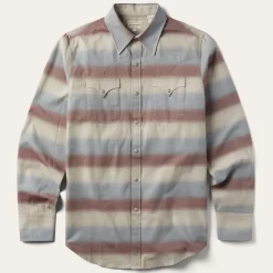 Stetson Ombre Stripe Twill Shirt Wine Clearance