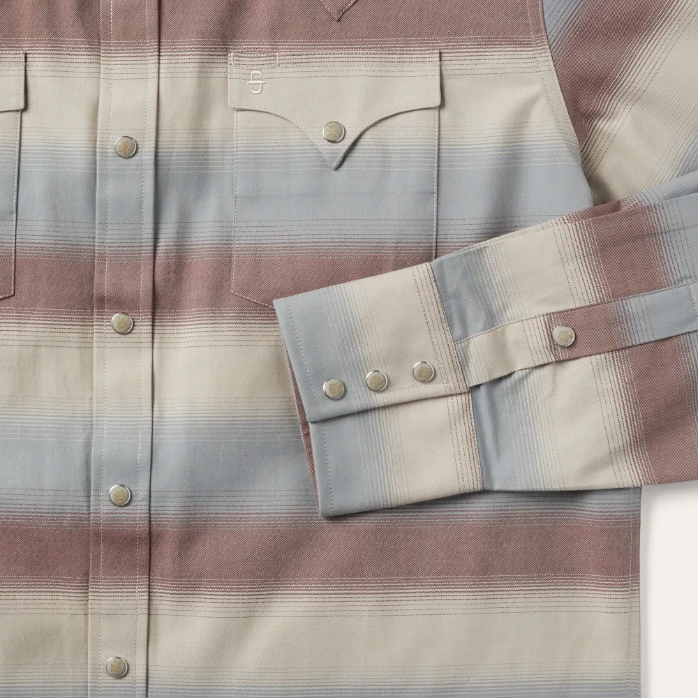 Stetson Ombre Stripe Twill Shirt Wine Clearance