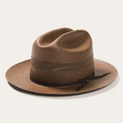 Stetson Open Road Vented Straw Cowboy Hat Chocolate Discount