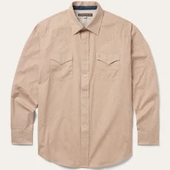 Stetson Diamond Print Western Shirt Orange Hot