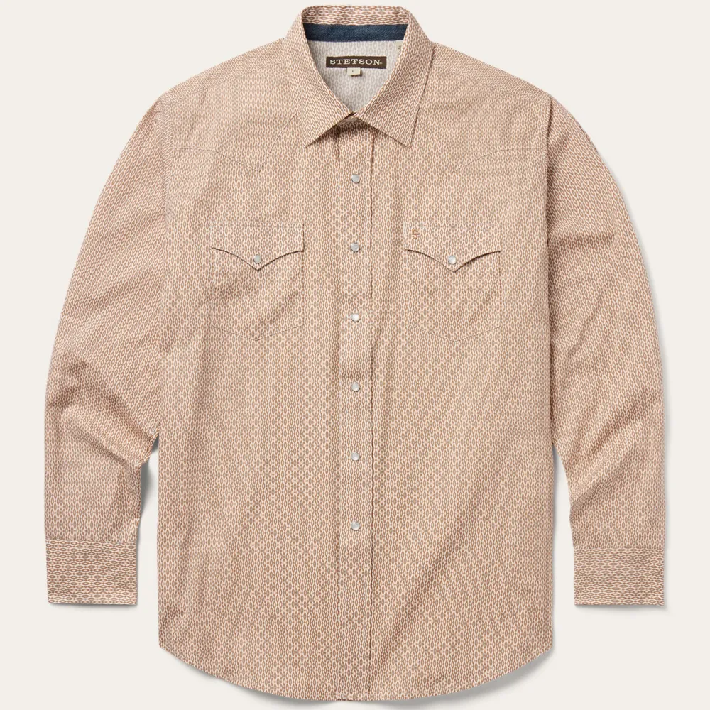 Stetson Diamond Print Western Shirt Orange