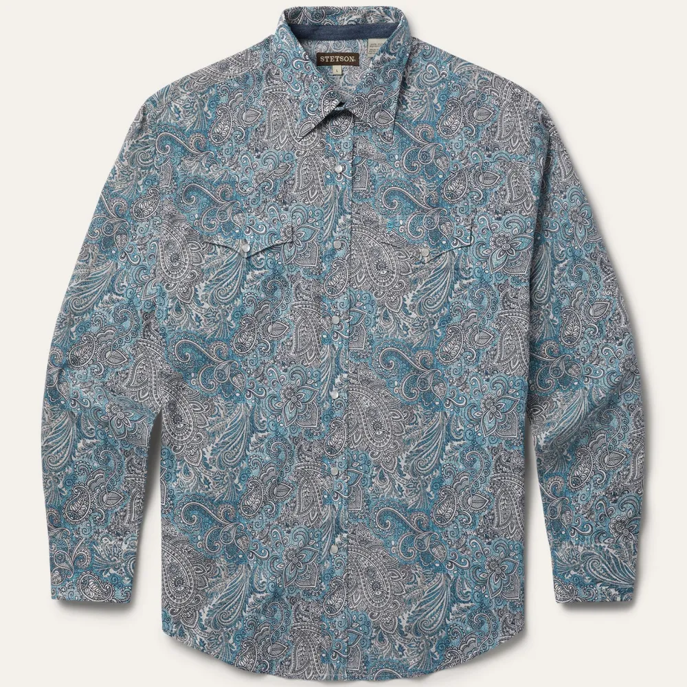 Stetson Paisley Western Shirt Green New