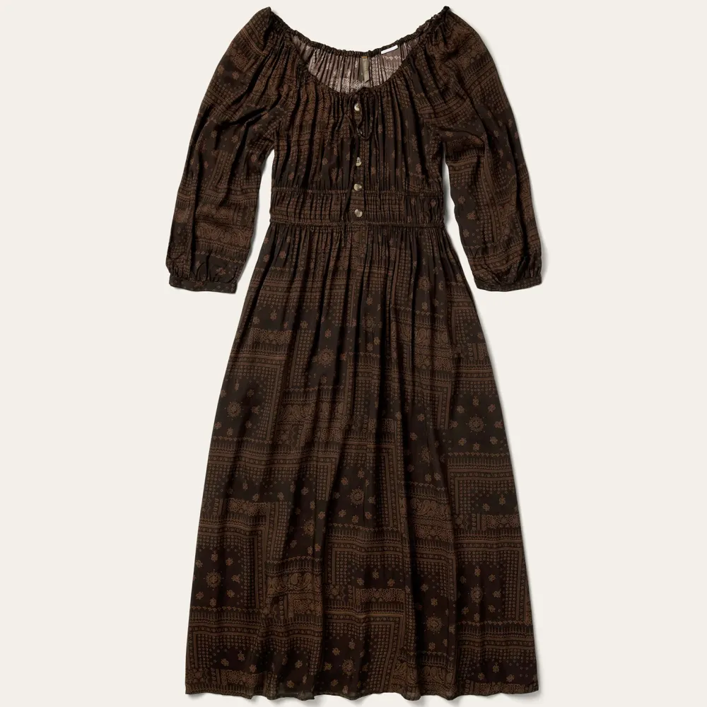 Stetson Patchwork Bandana Print Dress Brown Clearance
