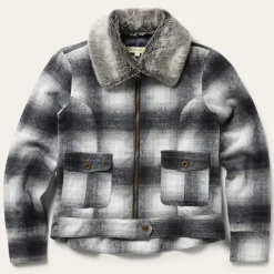 Stetson Plaid Cropped Jacket Black New