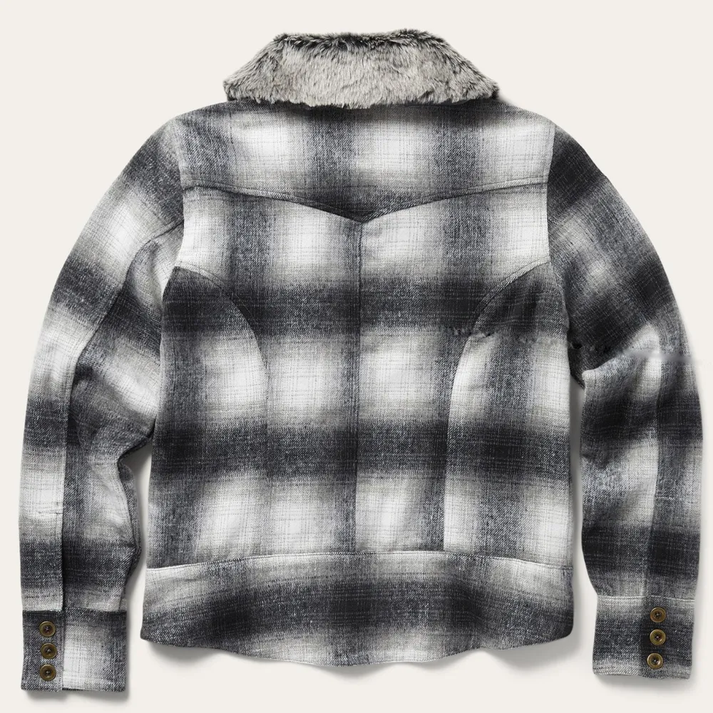 Stetson Plaid Cropped Jacket Black New