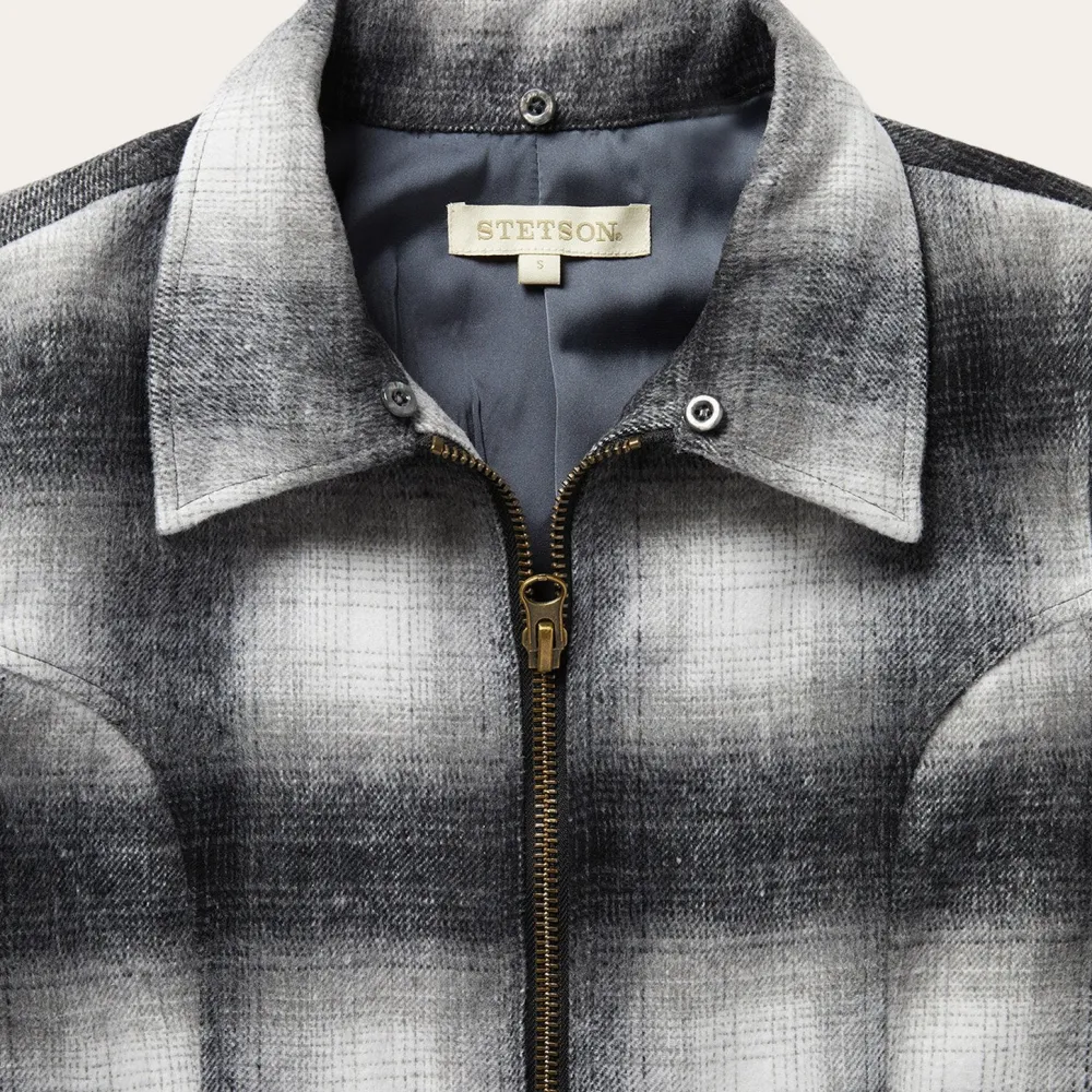 Stetson Plaid Cropped Jacket Black New
