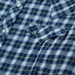Stetson Plaid Twill Dobby Western Shirt Blue Discount