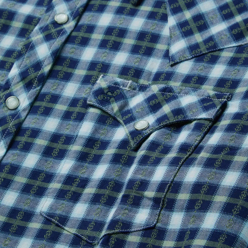 Stetson Plaid Twill Dobby Western Shirt Blue Discount