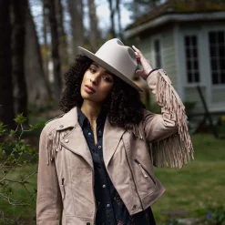 Stetson Premium Suede Moto Jacket Tan Sale