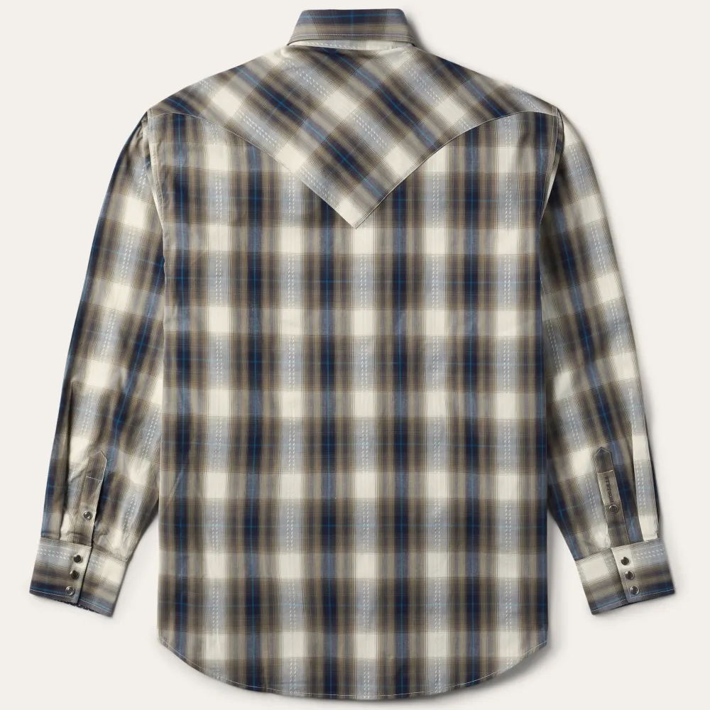 Stetson Ranch Plaid Dobby Western Shirt Brown Sale