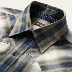 Stetson Ranch Plaid Dobby Western Shirt Brown Sale