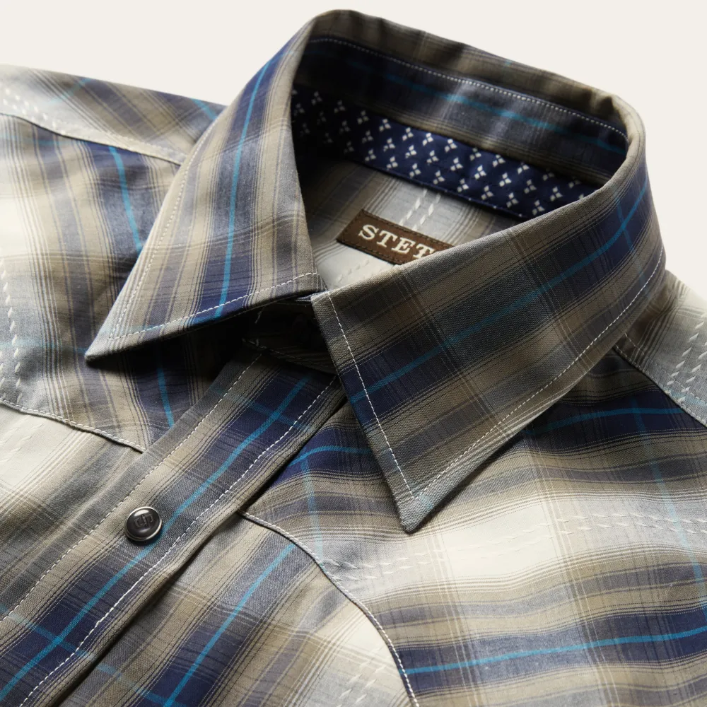 Stetson Ranch Plaid Dobby Western Shirt Brown Sale
