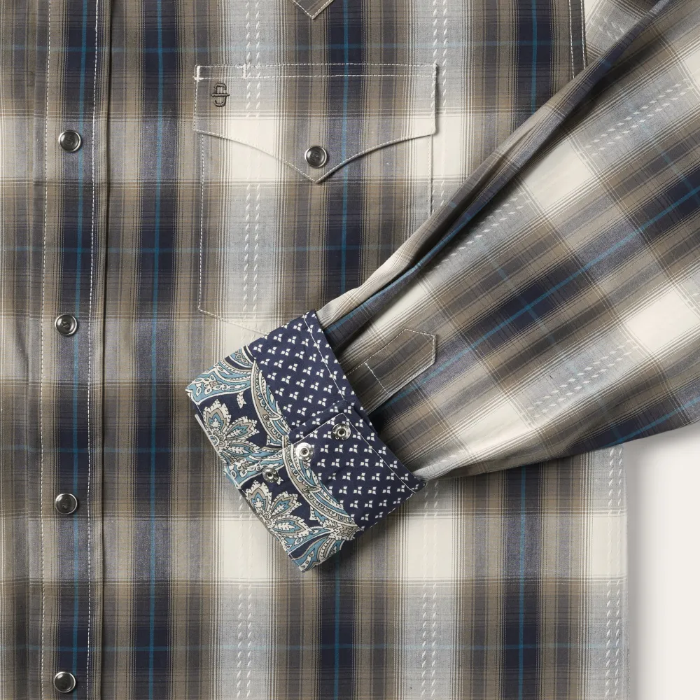 Stetson Ranch Plaid Dobby Western Shirt Brown Sale