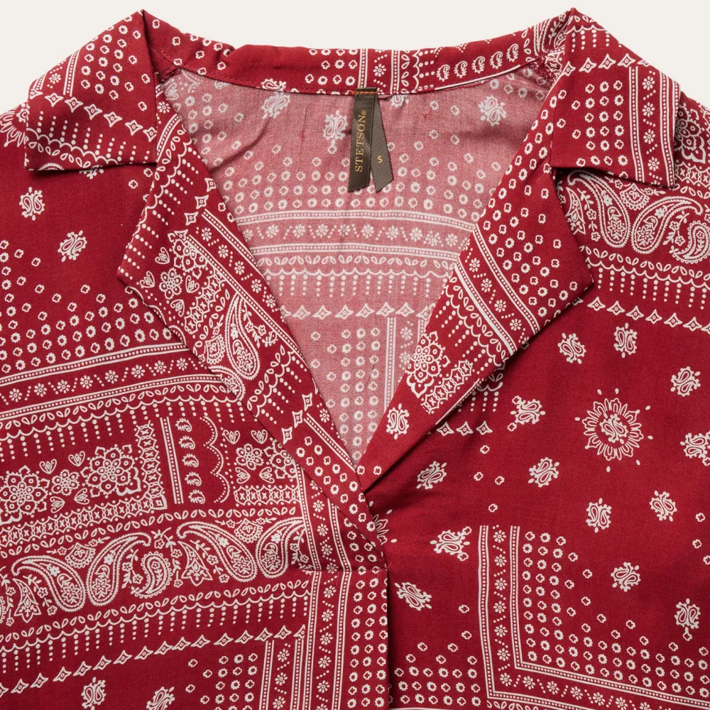 Stetson Bandana Patchwork Blouse Red Outlet