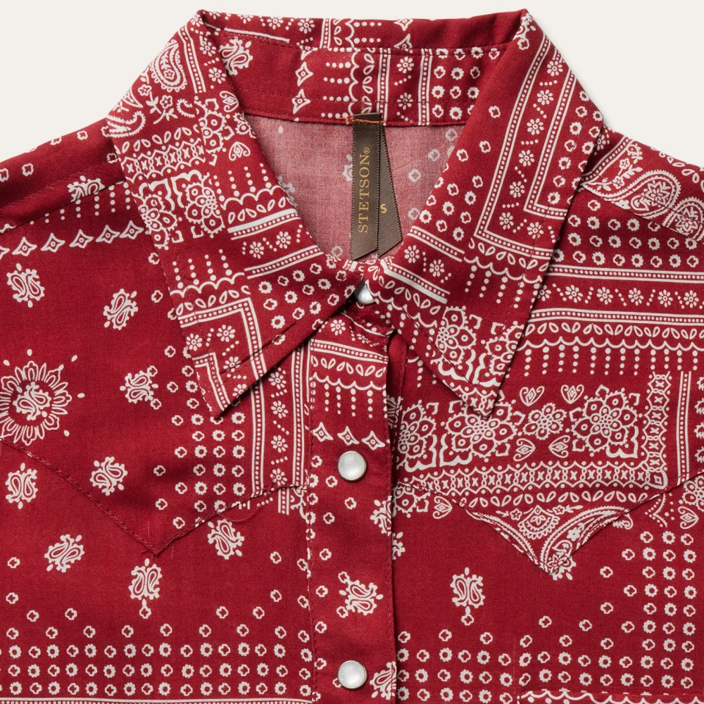 Stetson Bandana Patchwork Shirt Red Outlet